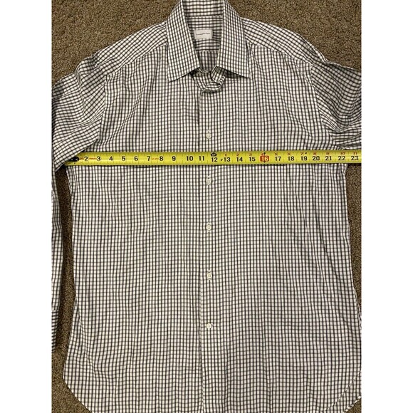 Ermenegildo Zegna Button Down Shirt Dark Green & Gray Plaid Size 42 / 16 1/2 - Picture 10 of 10